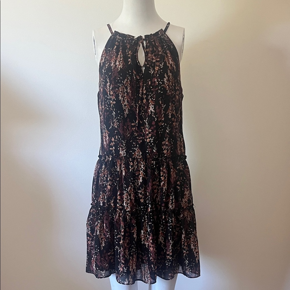 Anthropologie DREW Black Floral Mini Dress